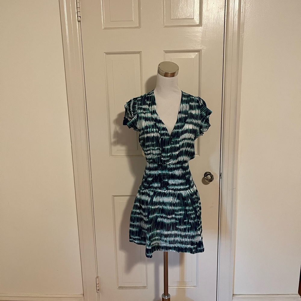 NWT Poupette St. Barth Rachel Mini Dress Blue Shibori 100% Cotton Small